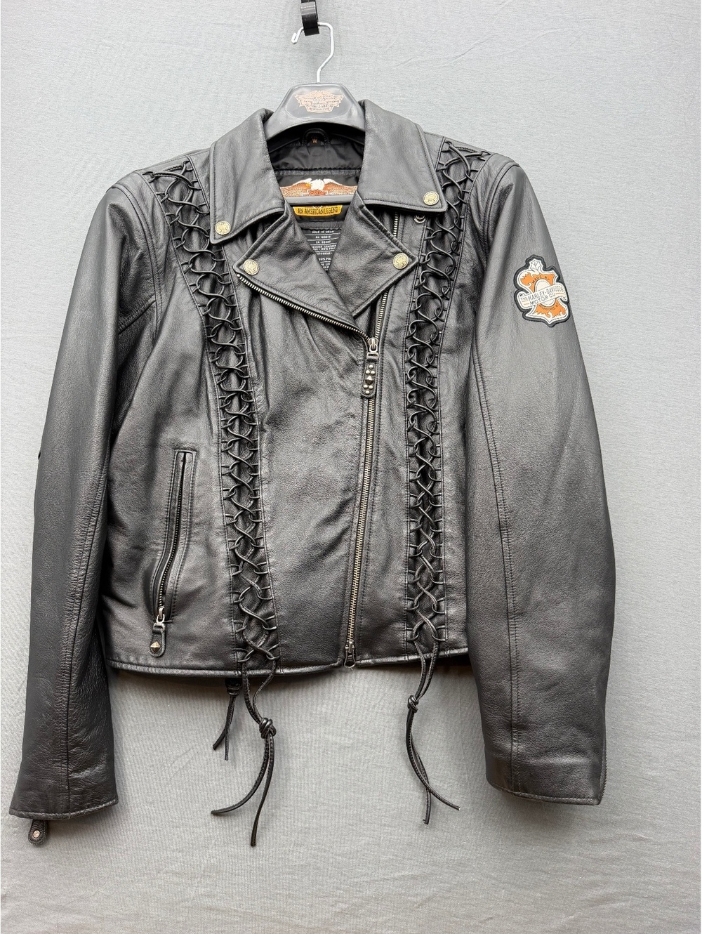 Harley Davidson Women Black Leather Moto Jacket XXL